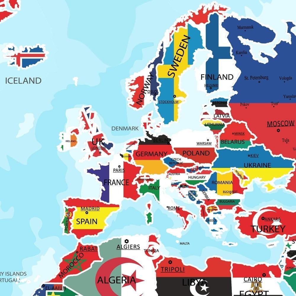 World Map Large Canvas With Countries - Living Room Wall Decor - SharpWallArts