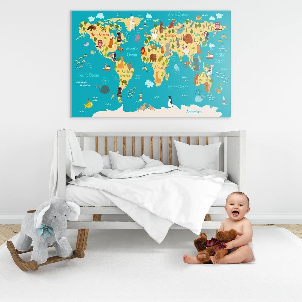 World Map Wall Art Kids - Classroom Decor - SharpWallArts