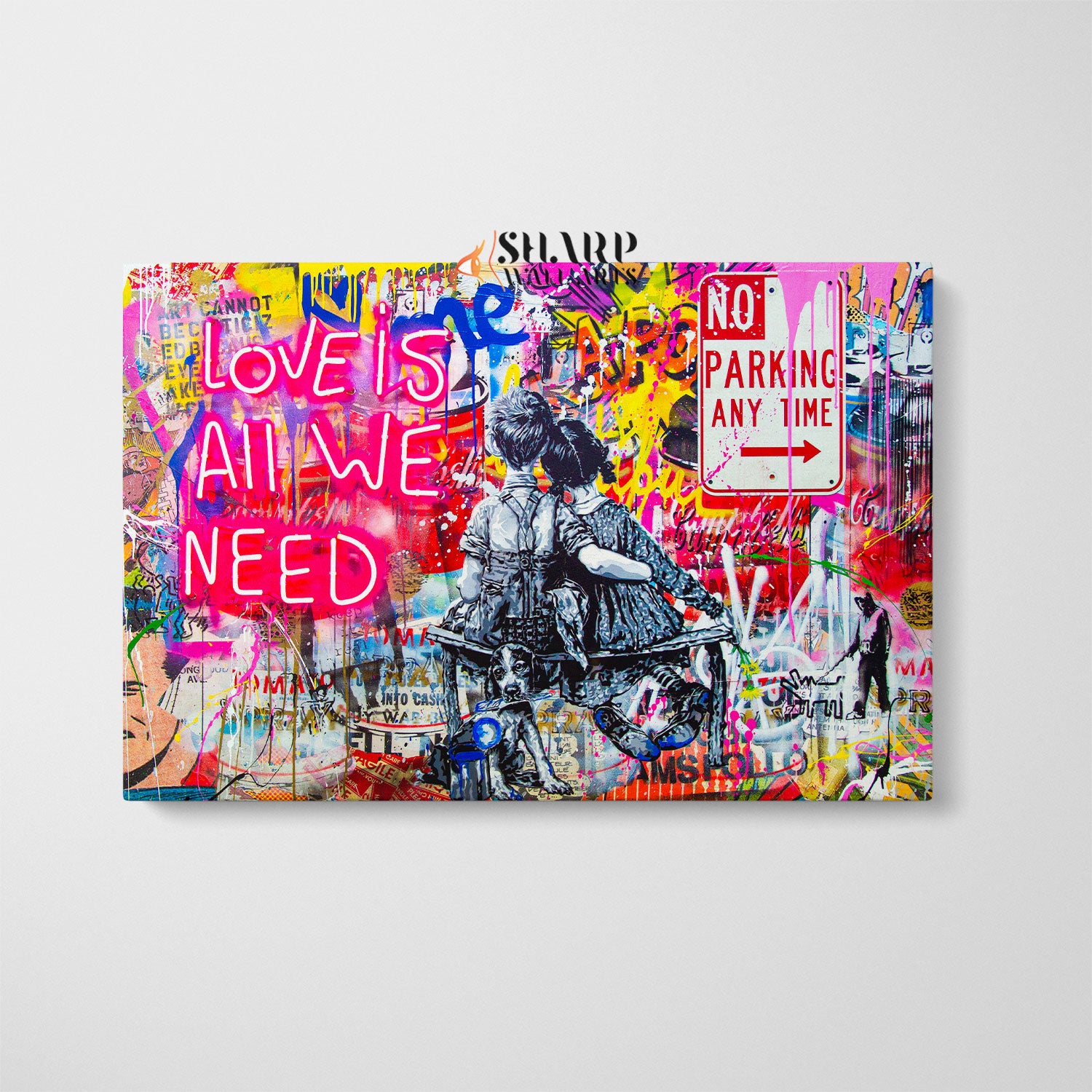 Banksy Love Is All We Need Canvas Wall Art
