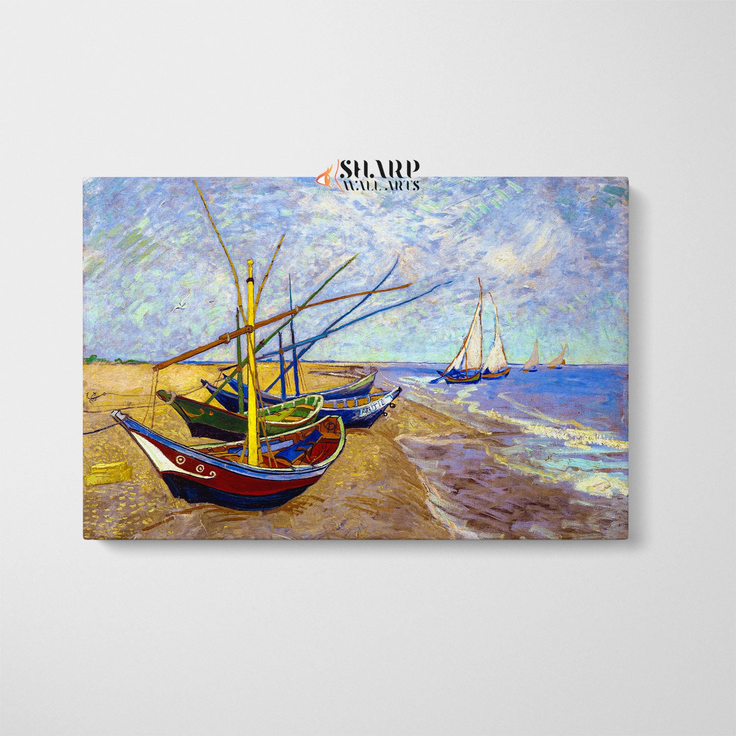 Vincent van Gogh Fishing Boats on the Beach Canvas Wall Art