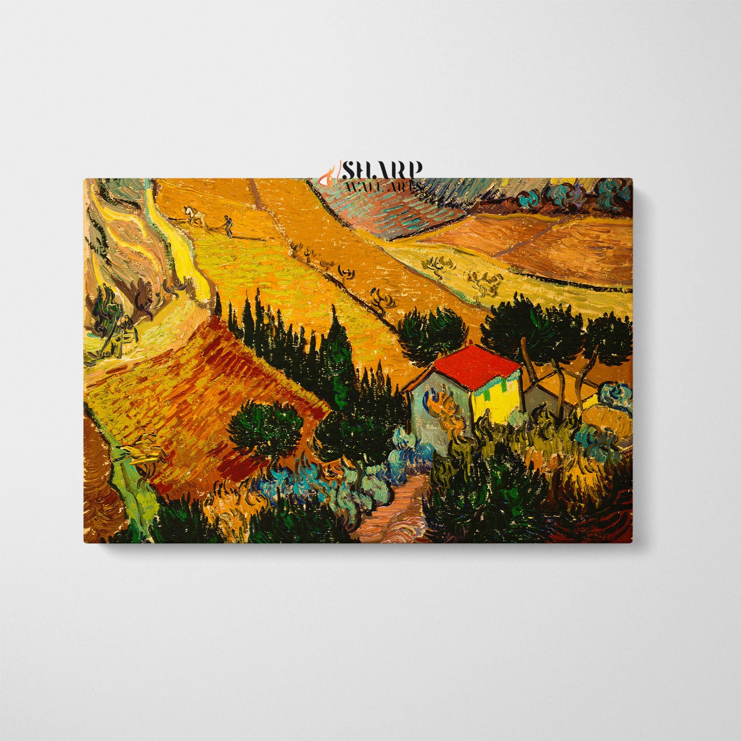Vincent van Gogh Landscape With House And Ploughman Canvas Wall Art