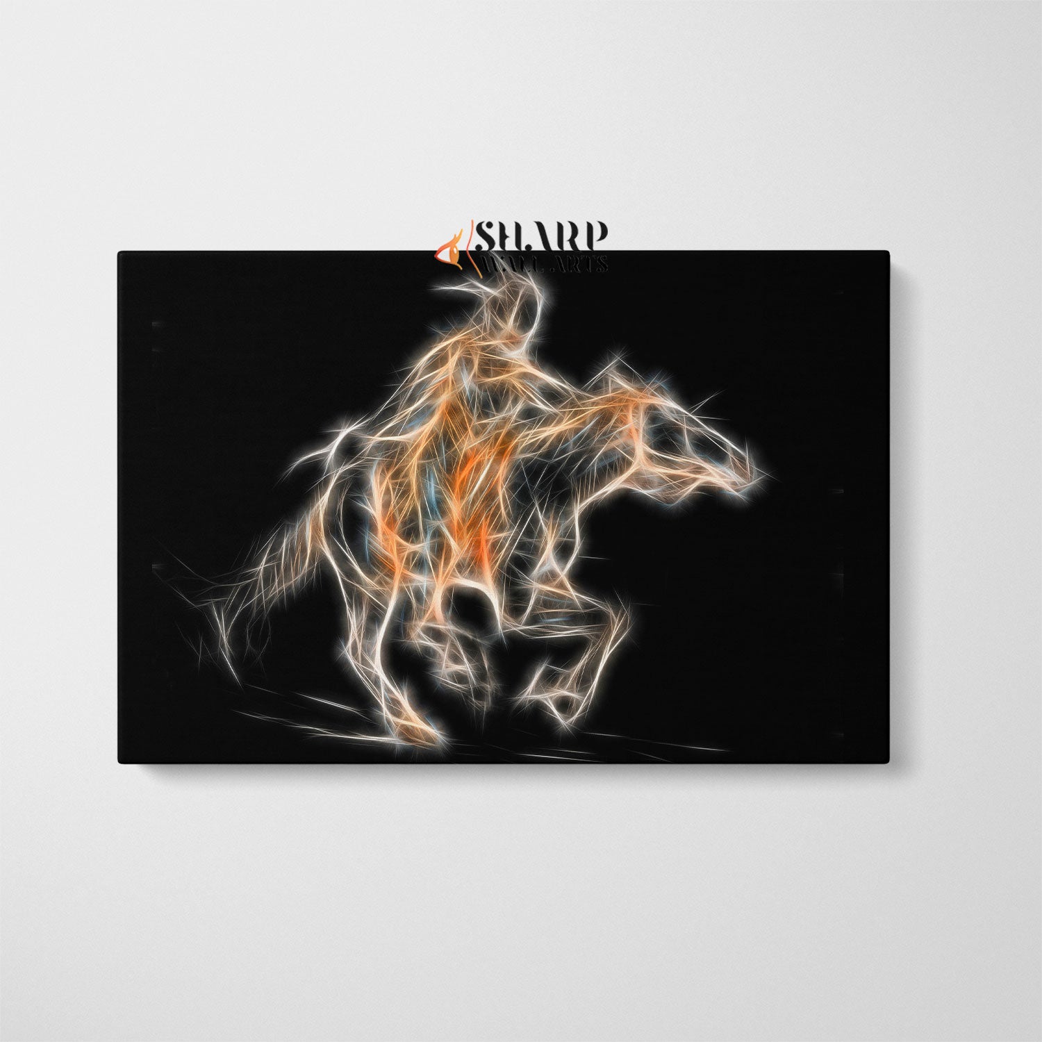Native American Chief Riding A Horse Abstract Canvas Wall Art