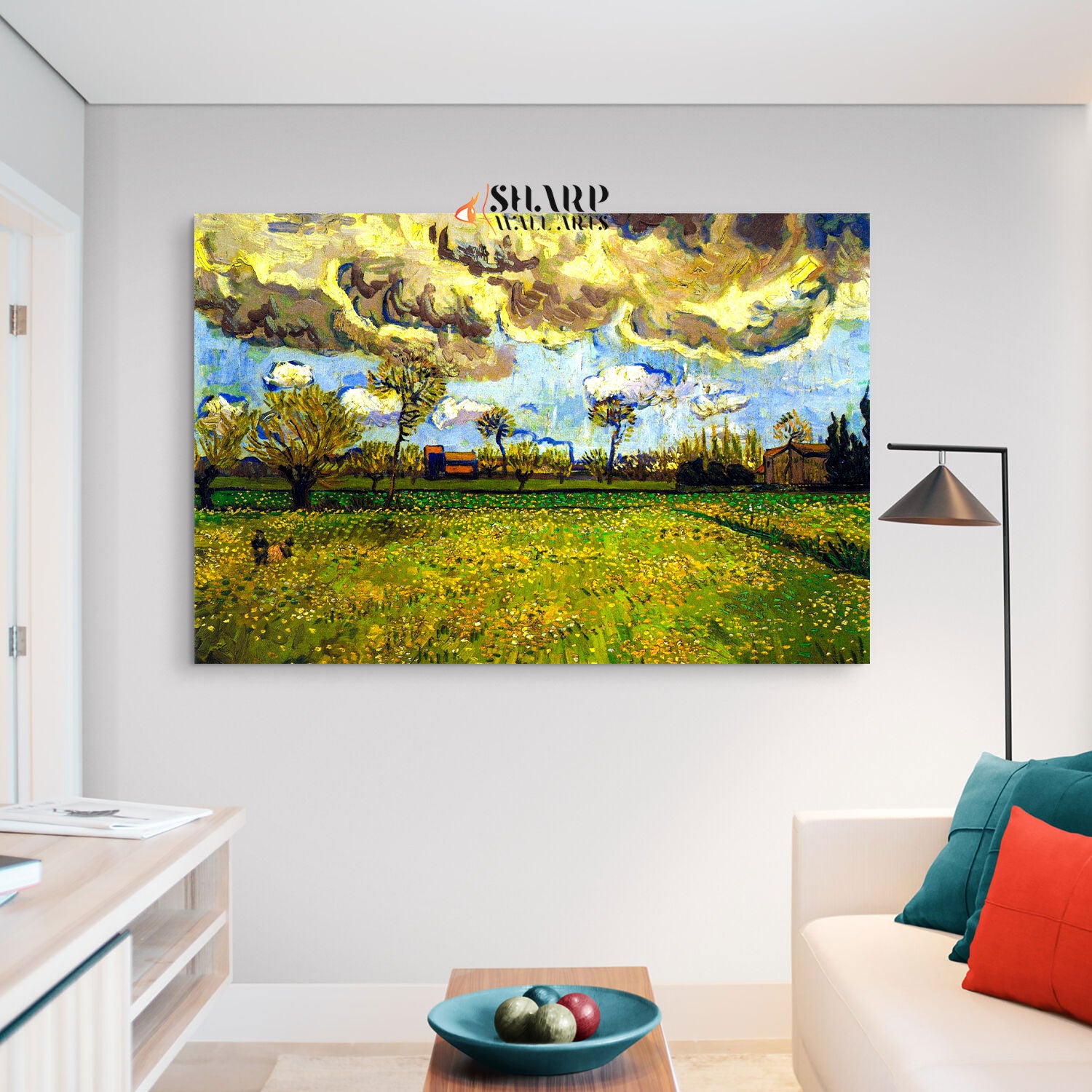 Vincent van Gogh Landscape Under A Stormy Sky Canvas Wall Art