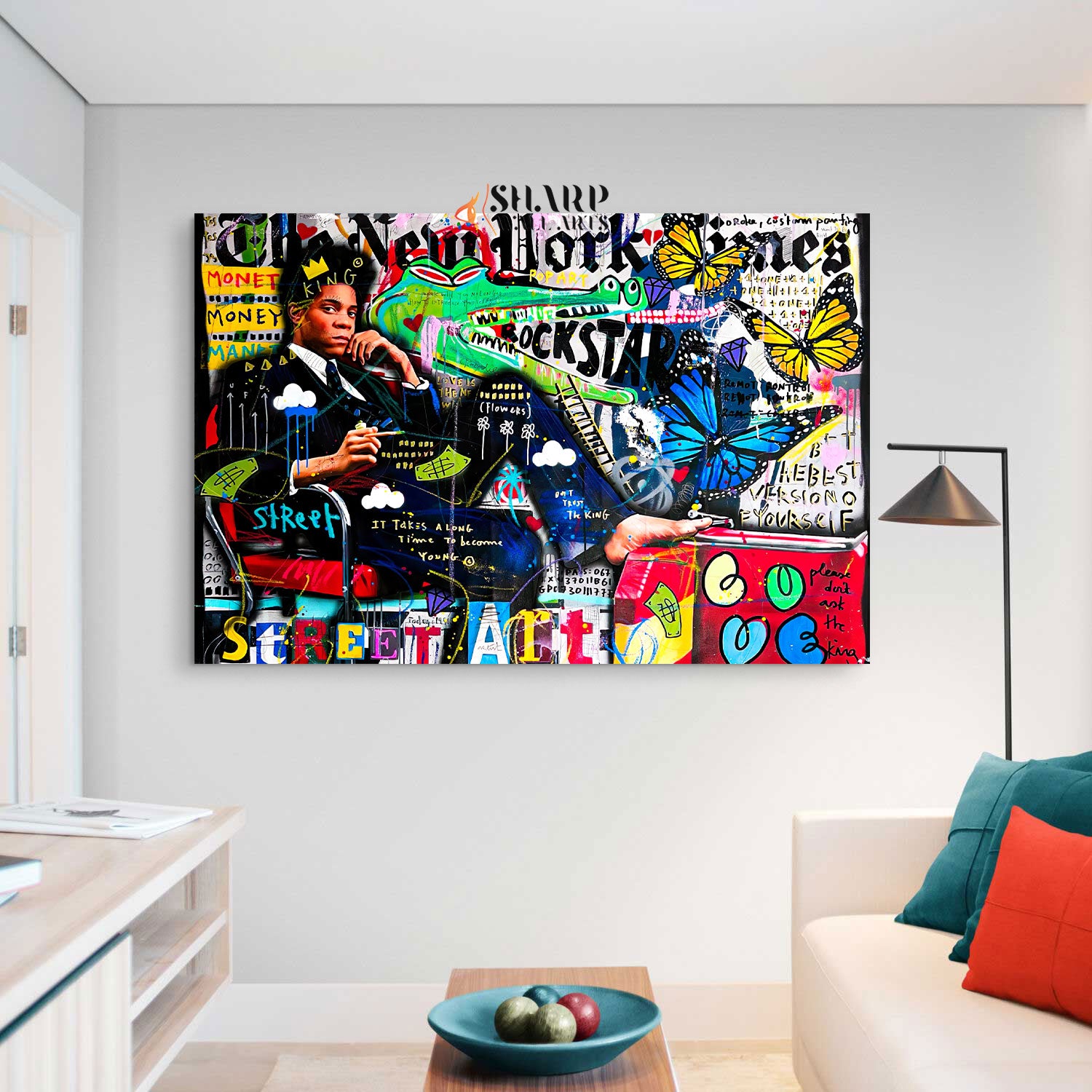 Jean Michel Basquiat New York Times Canvas Wall Art