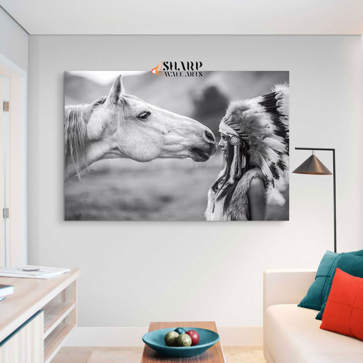 Native American Woman With Horse Canvas Wall Art