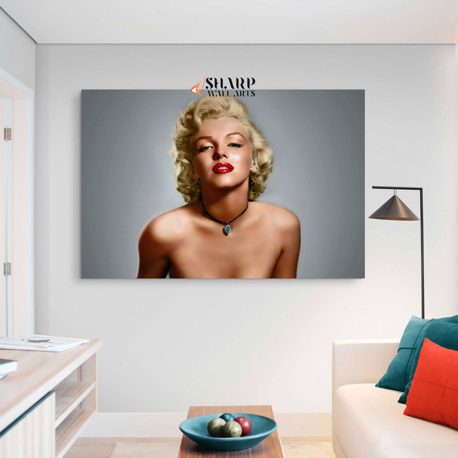 Marilyn Monroe With Red Lips Wall Art Canvas