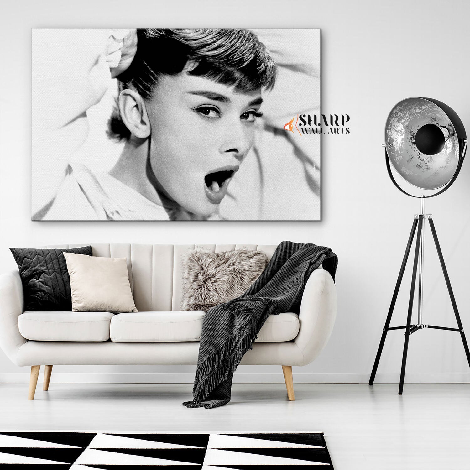 Audrey Hepburn Yawning Wall Art Canvas