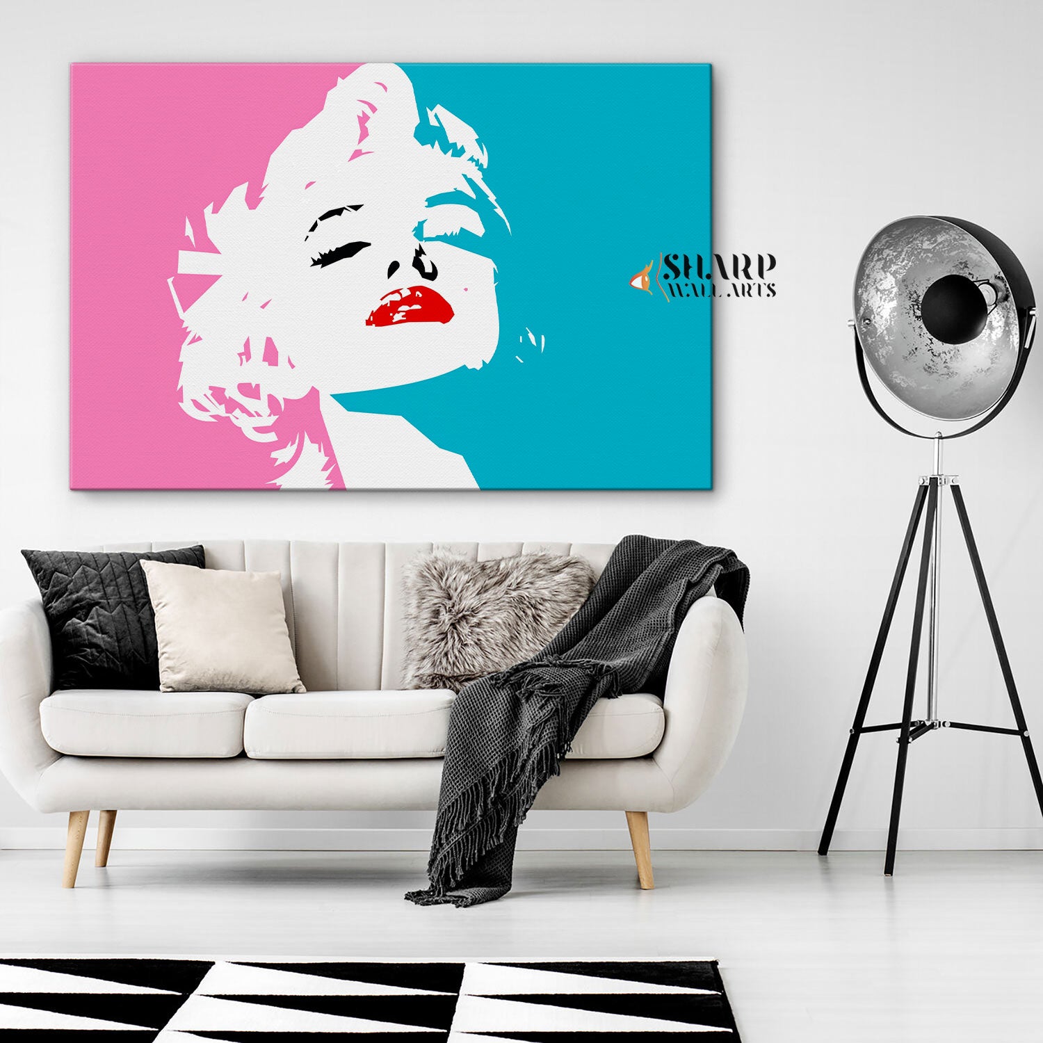 Marilyn Monroe Pink And Blue Wall Art Canvas