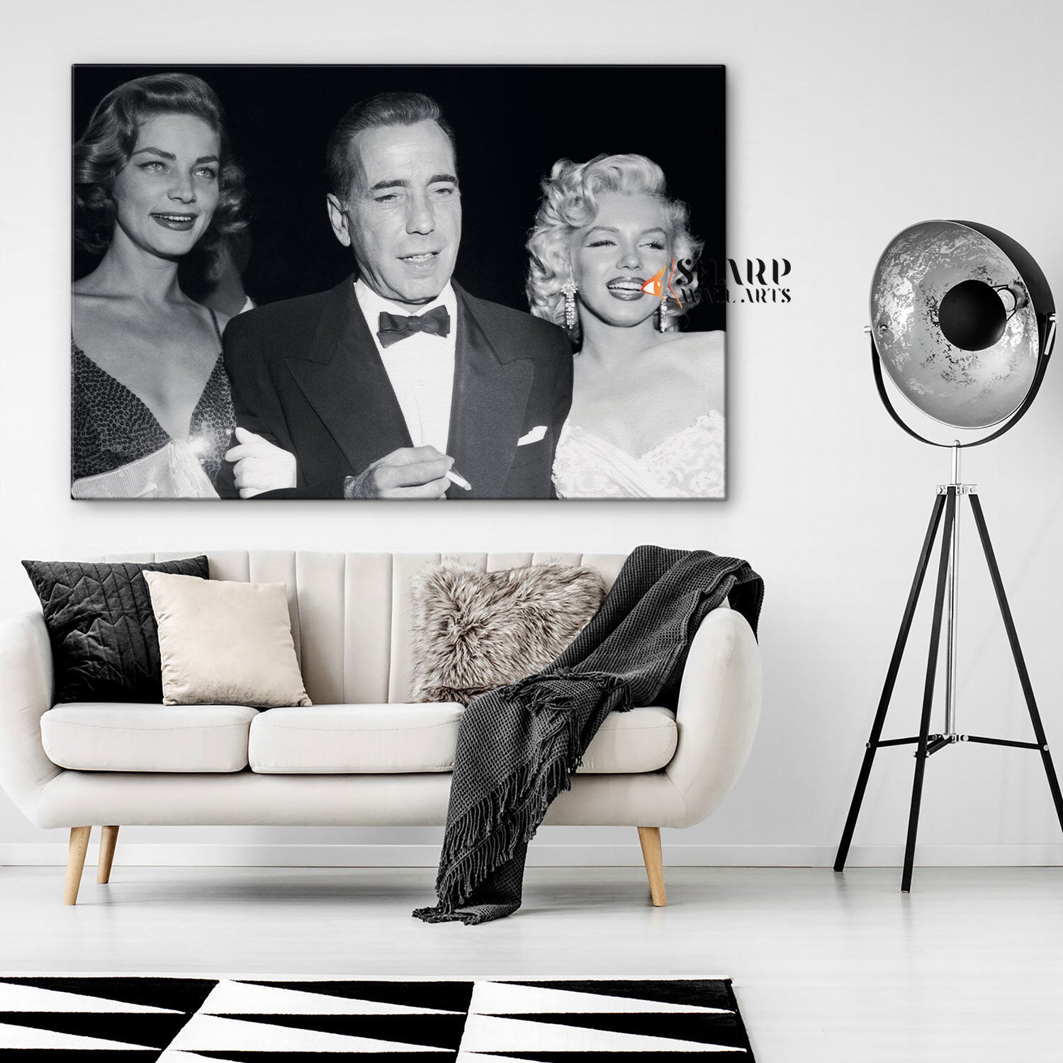 Marilyn Monroe Humphrey Bogart Lauren Bacall Wall Art Canvas