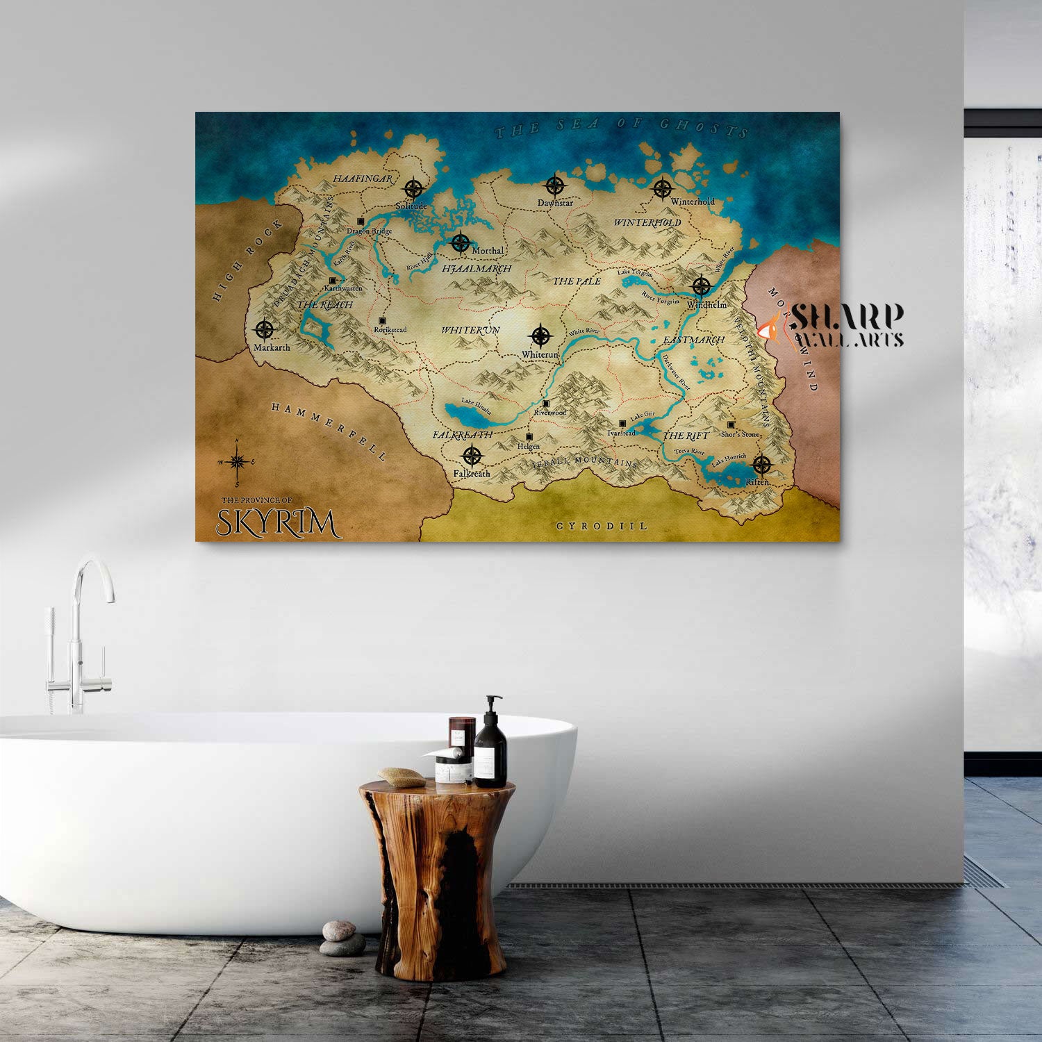 Skyrim Map Wall Art Canvas