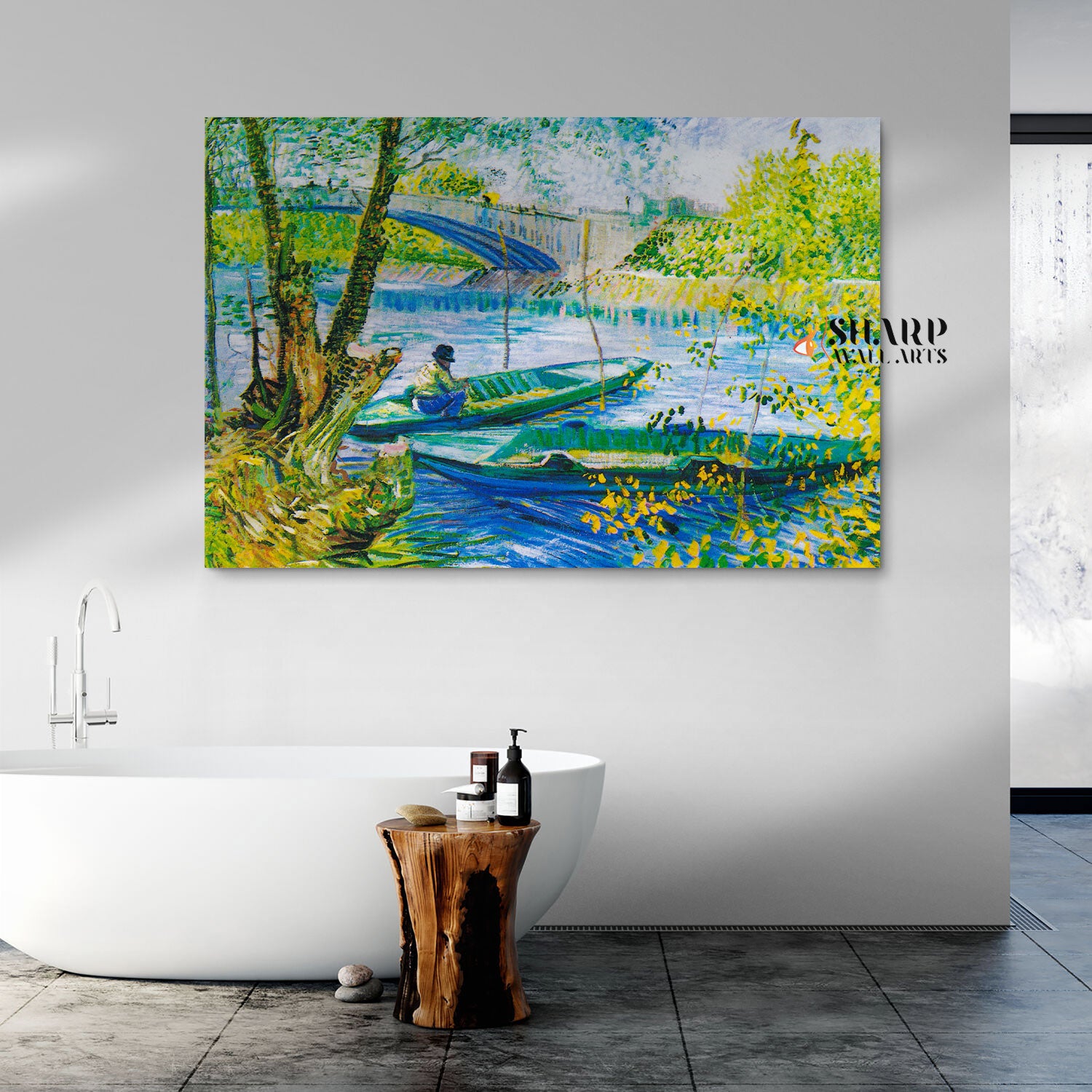 Vincent van Gogh Fishing In Spring Canvas Wall Art
