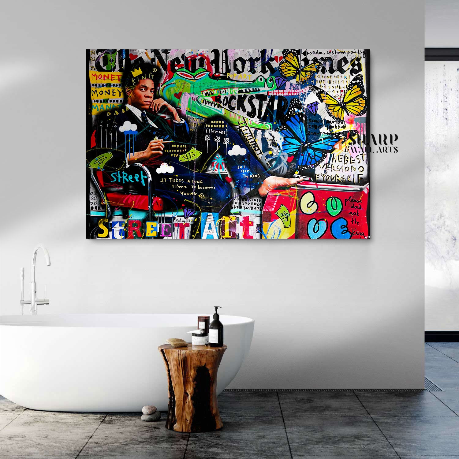 Jean Michel Basquiat New York Times Canvas Wall Art