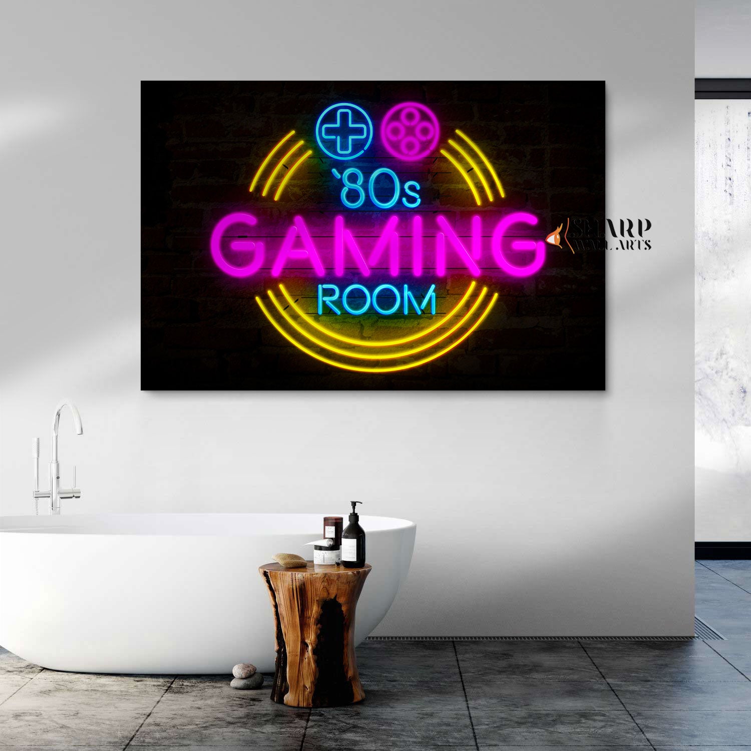 Retro Neon Gaming Sign Canvas Wall Art