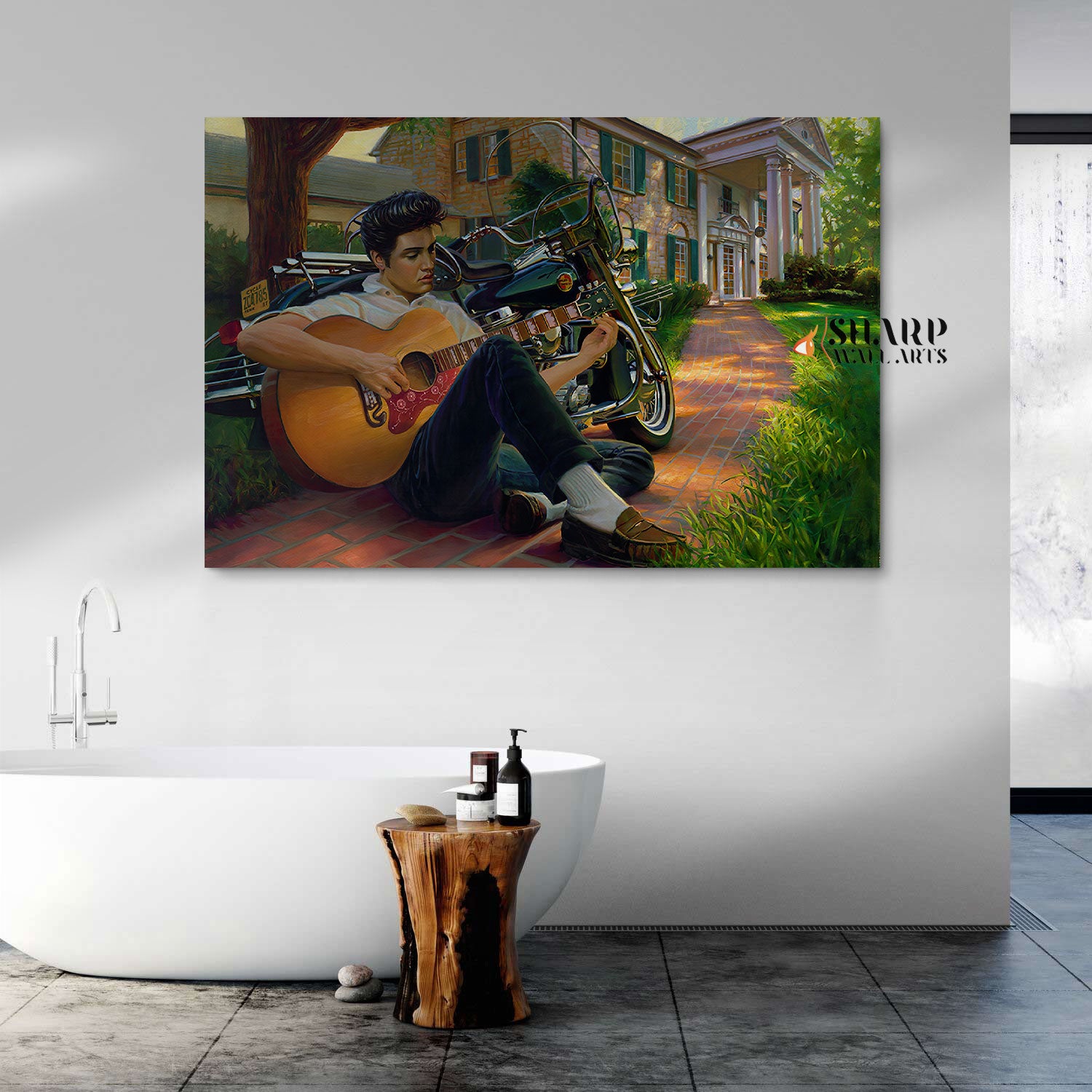 Elvis Presley Playing The Guitar Wall Art Canvas