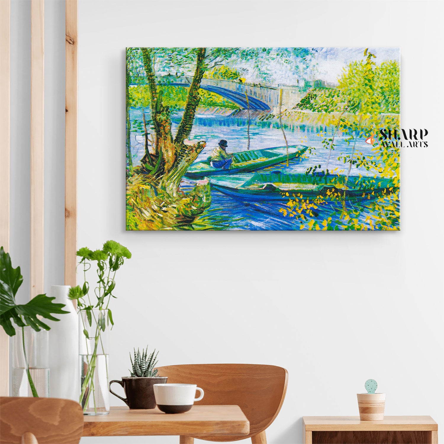 Vincent van Gogh Fishing In Spring Canvas Wall Art