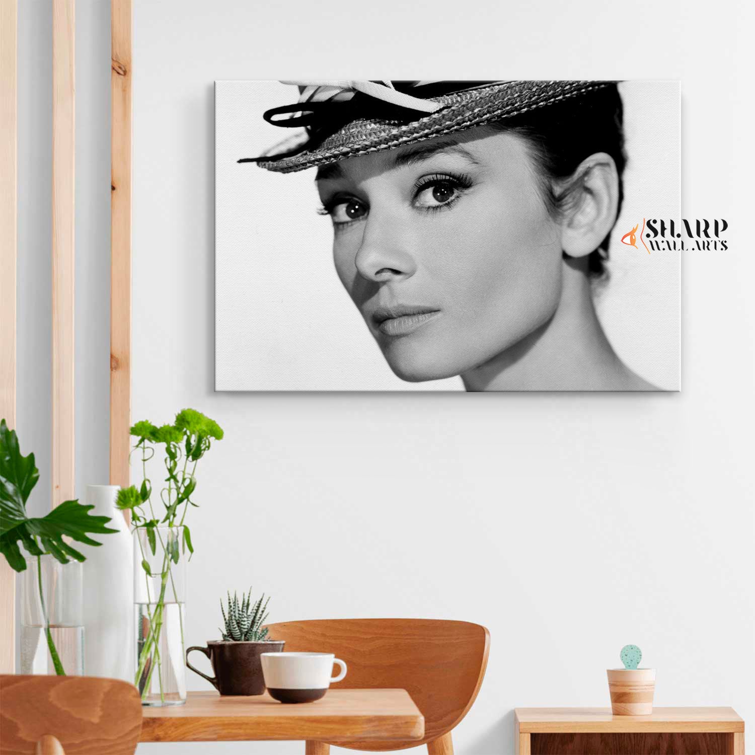 Audrey Hepburn In Hat Wall Art Canvas