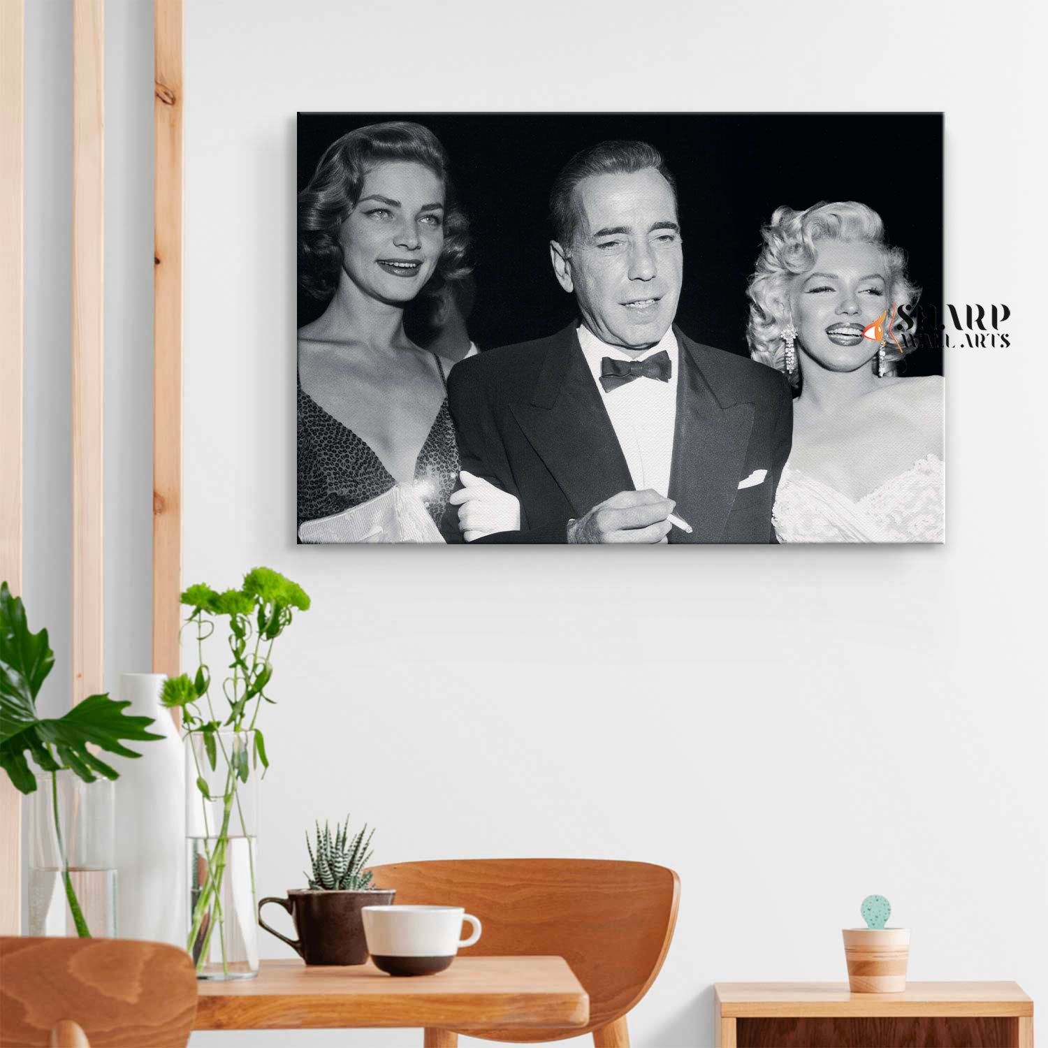 Marilyn Monroe Humphrey Bogart Lauren Bacall Wall Art Canvas