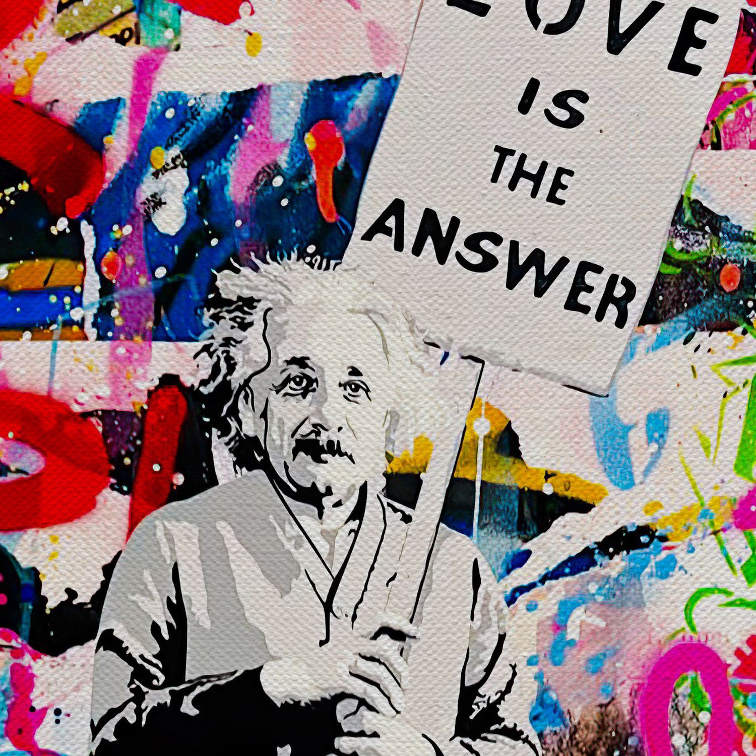 Einstein Love Is The Answer And Never Give Up Canvas Wall Art