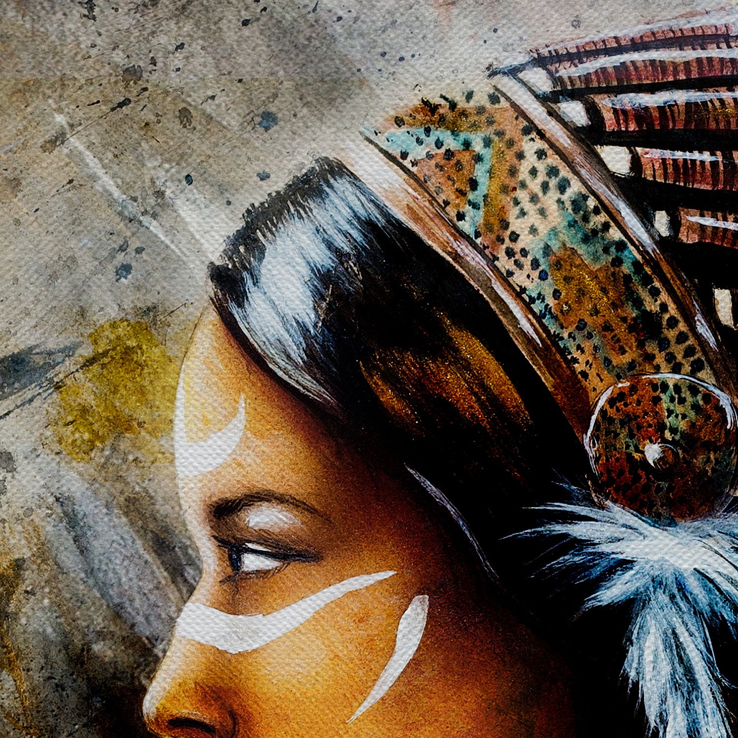 Native American Woman And Eagle Canvas Wall Art