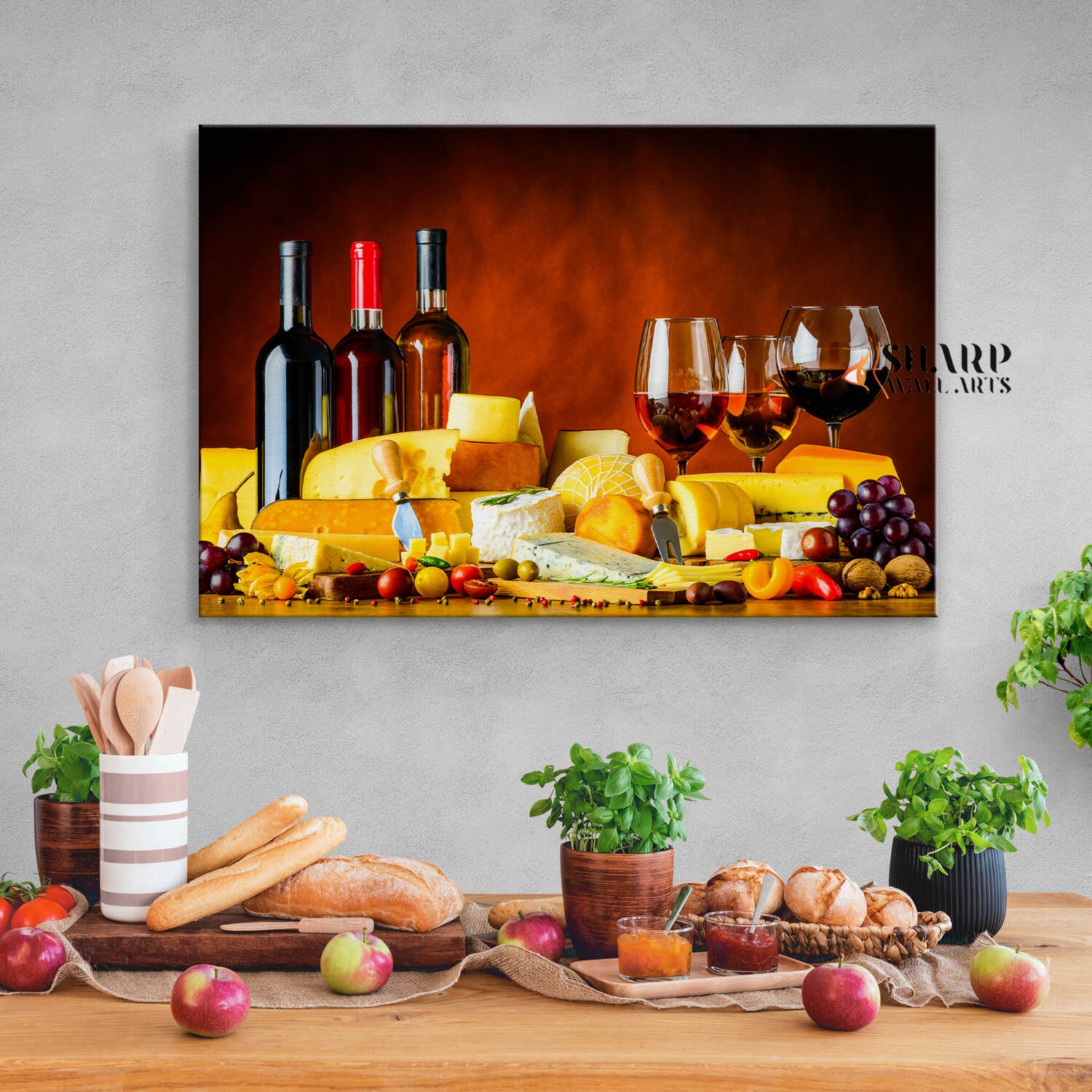 Red Wine Wall Art Canvas