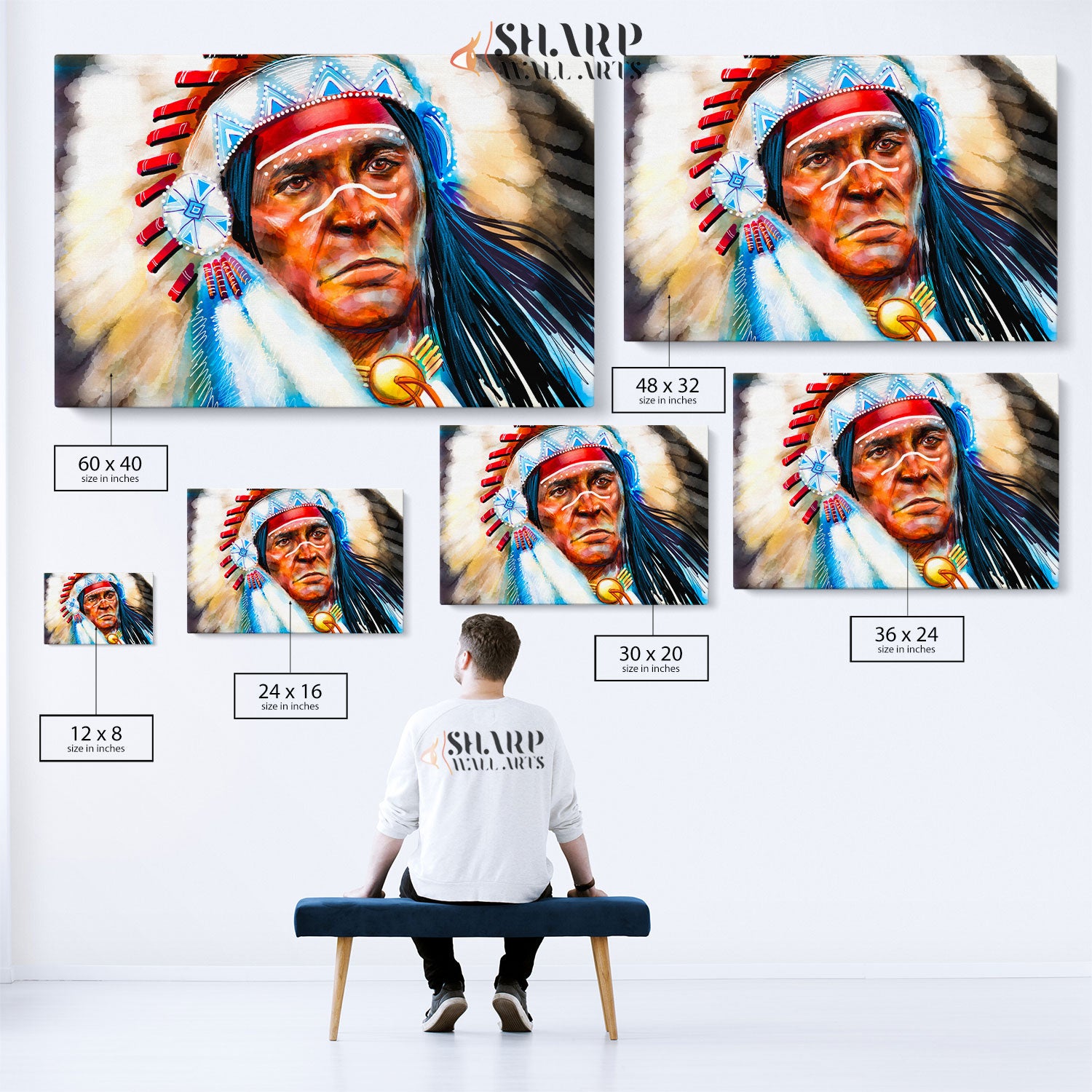 Native American Famous Chief Canvas Wall Art