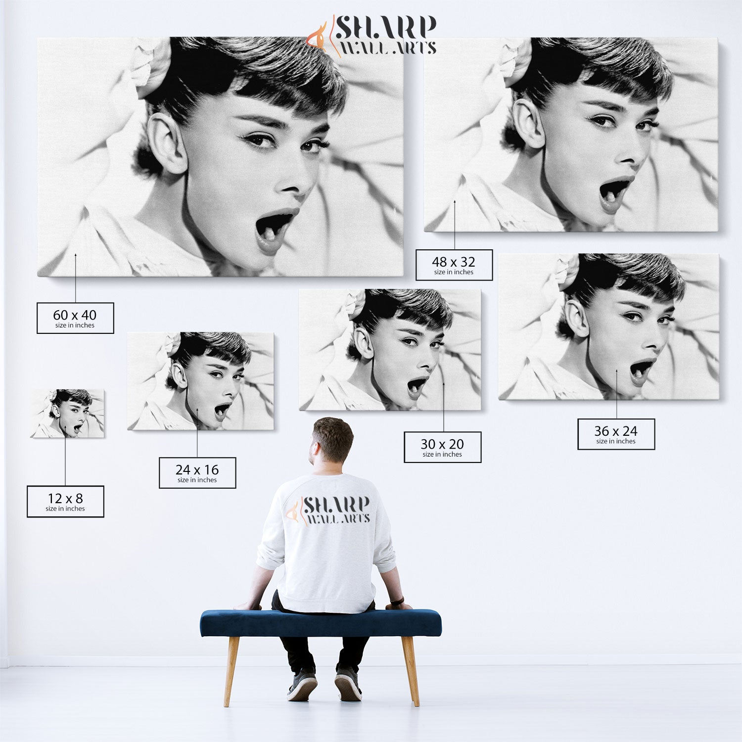 Audrey Hepburn Yawning Wall Art Canvas