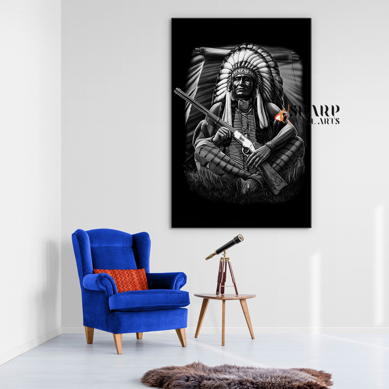 American Indian Chief Wall Art Canvas