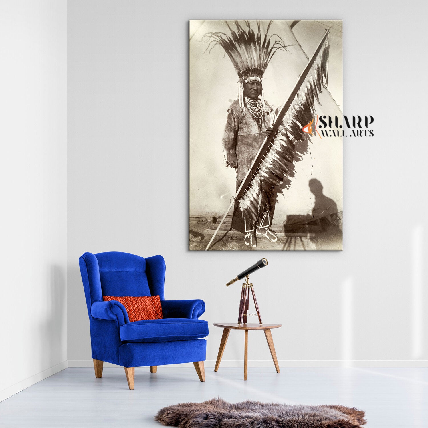 Famous Native American Chief Vintage Canvas Wall Art