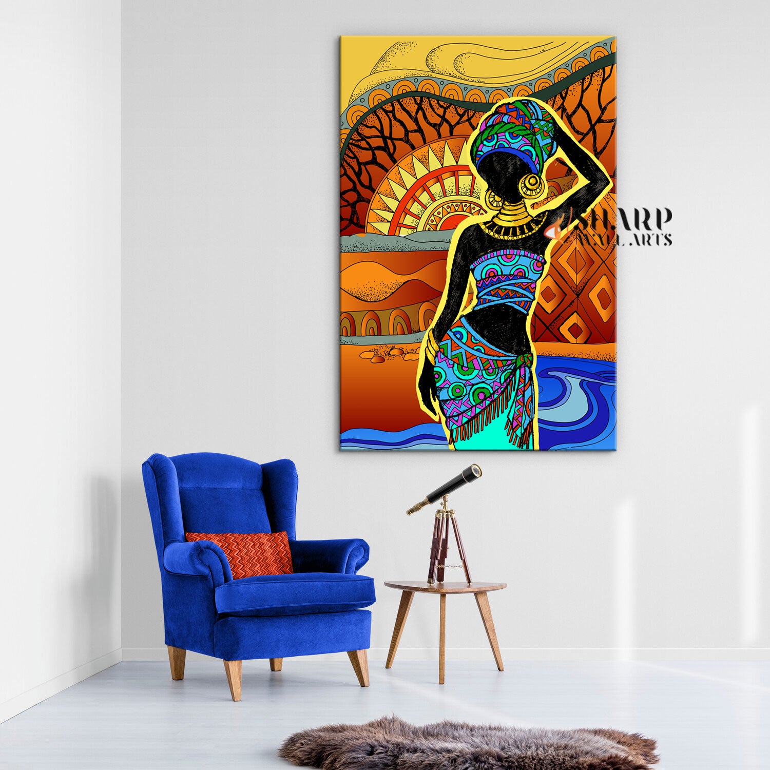 Black Woman Abstract Canvas Wall Art
