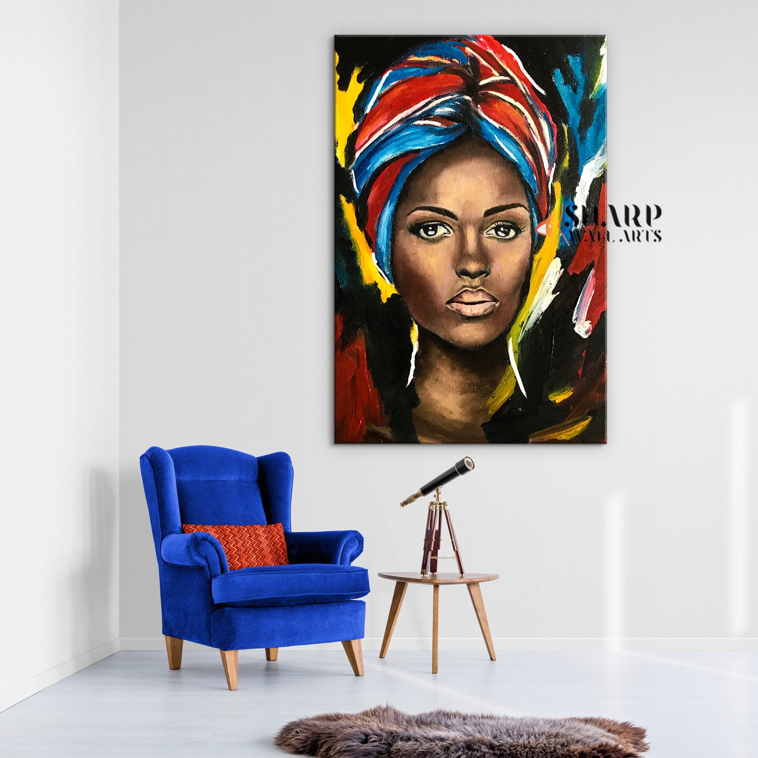 African Tribal Woman Painting Canvas Wall Art