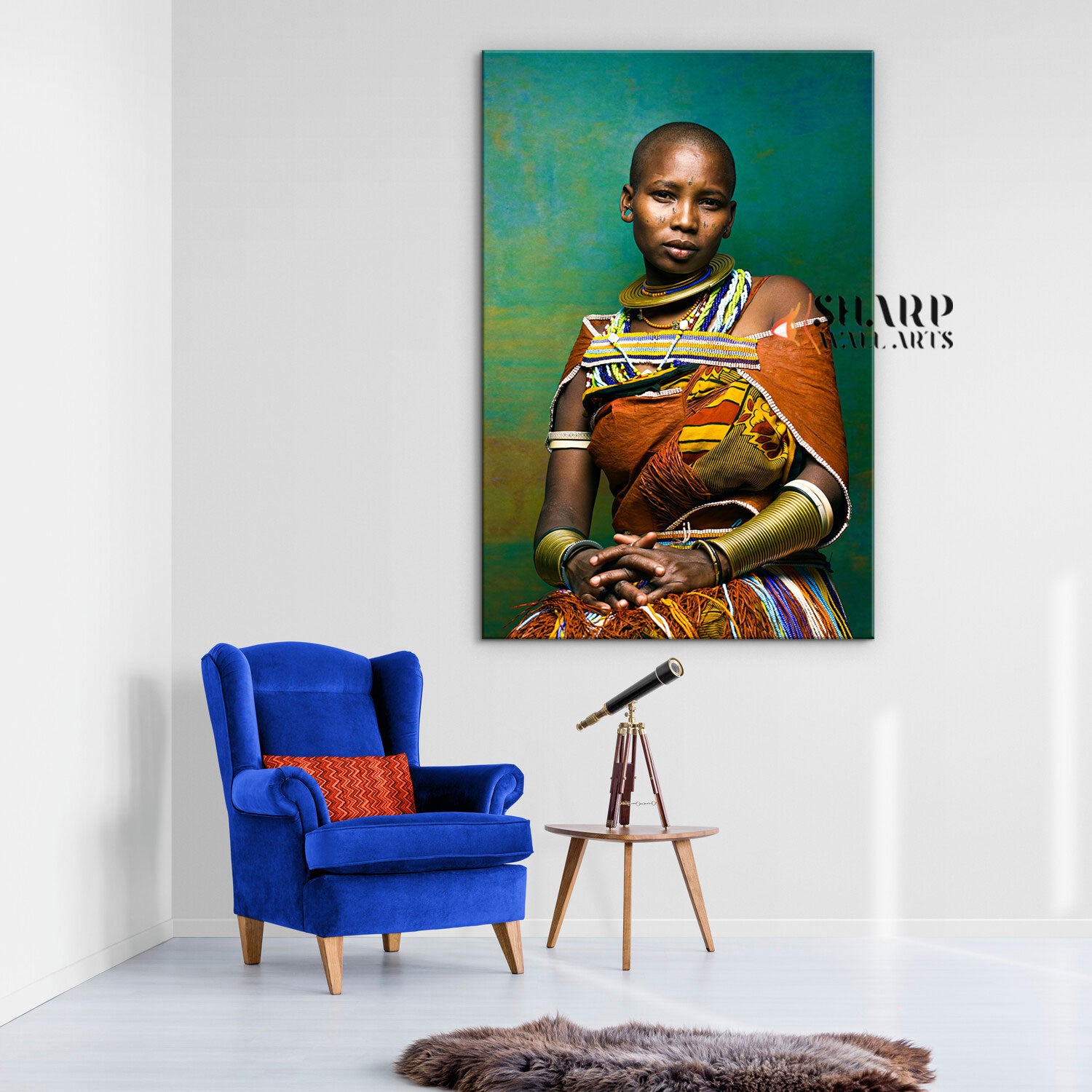 African Tribal Woman Portrait Canvas Wall Art