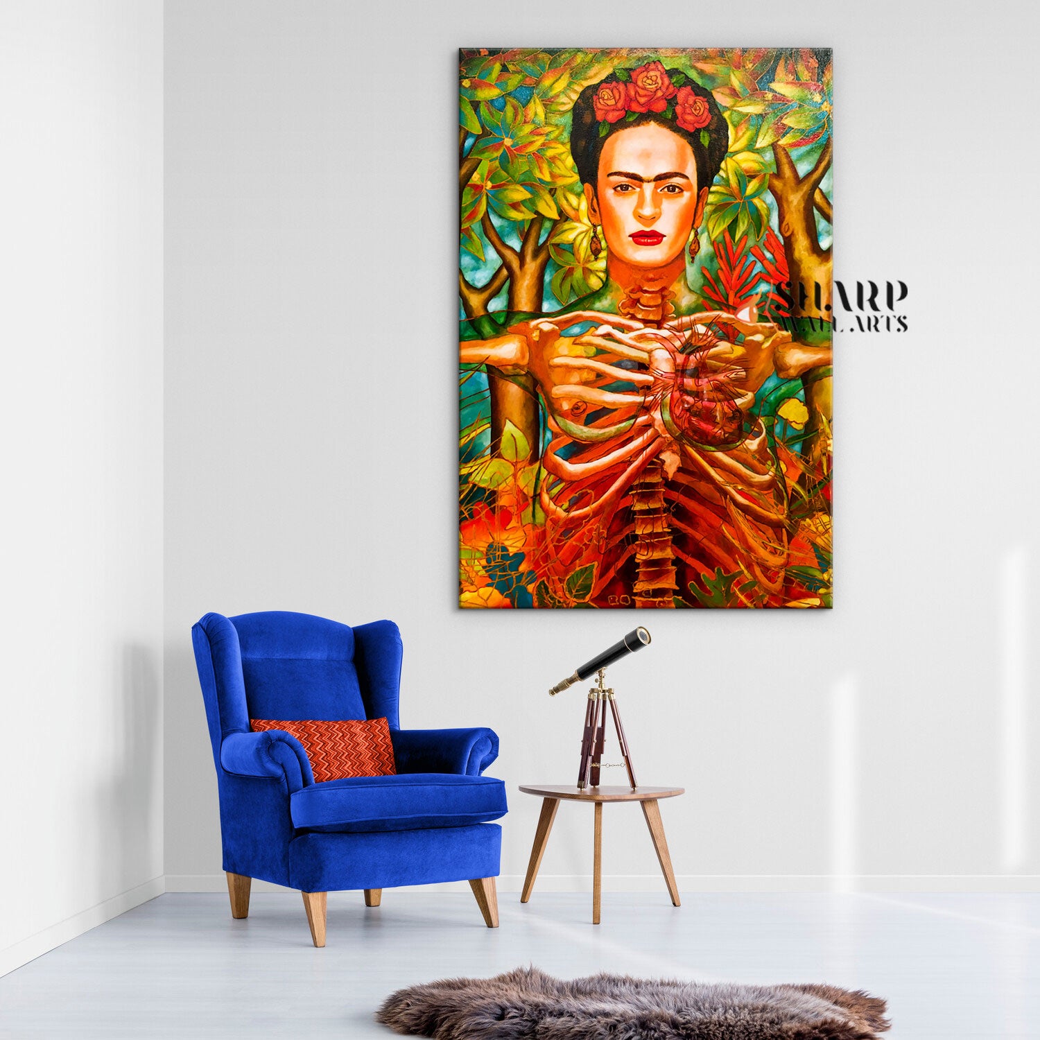Frida Kahlo Heart Painting Canvas Wall Art