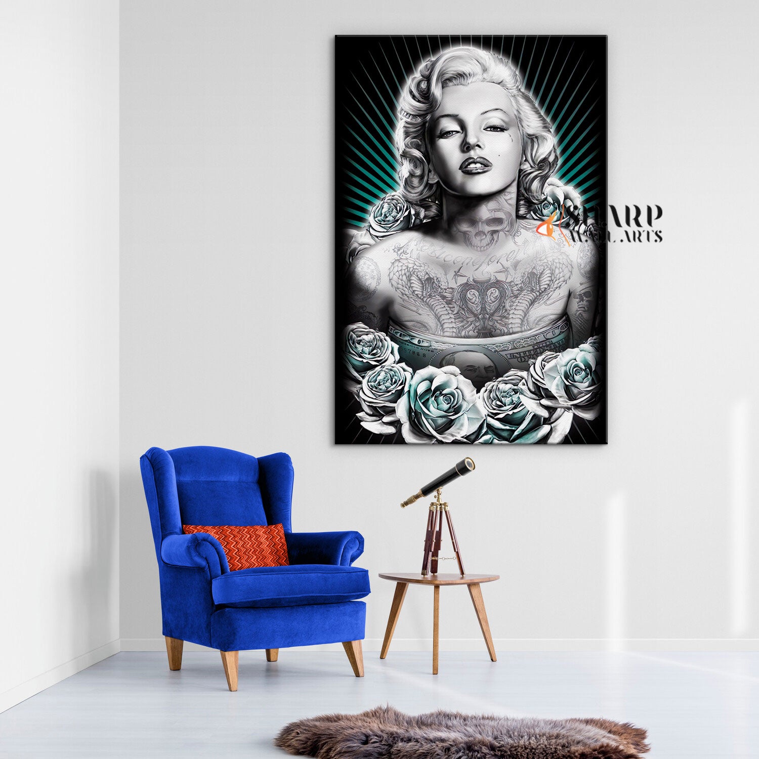 Marilyn Monroe Tattooed Icon Wall Art Canvas