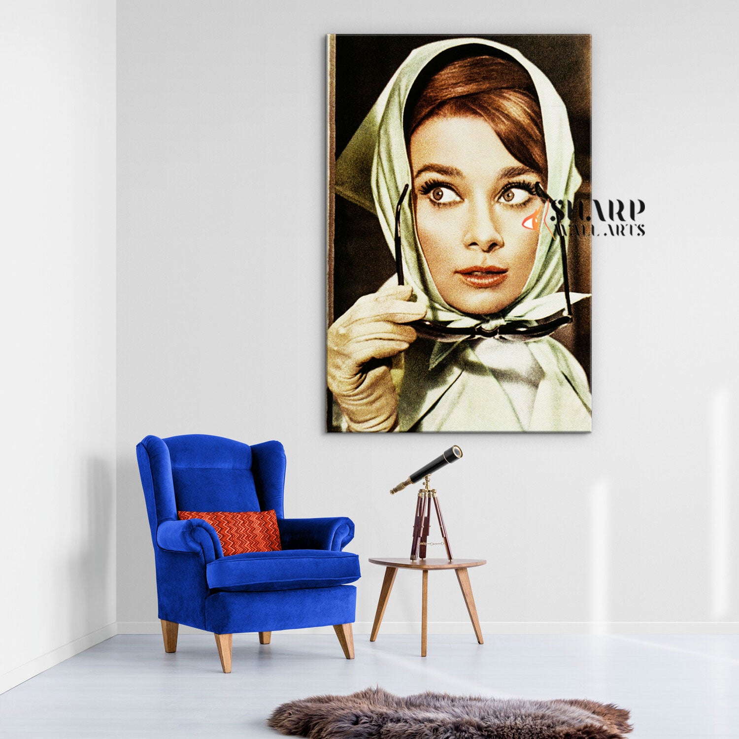 Audrey Hepburn In Scarf Wall Art Canvas