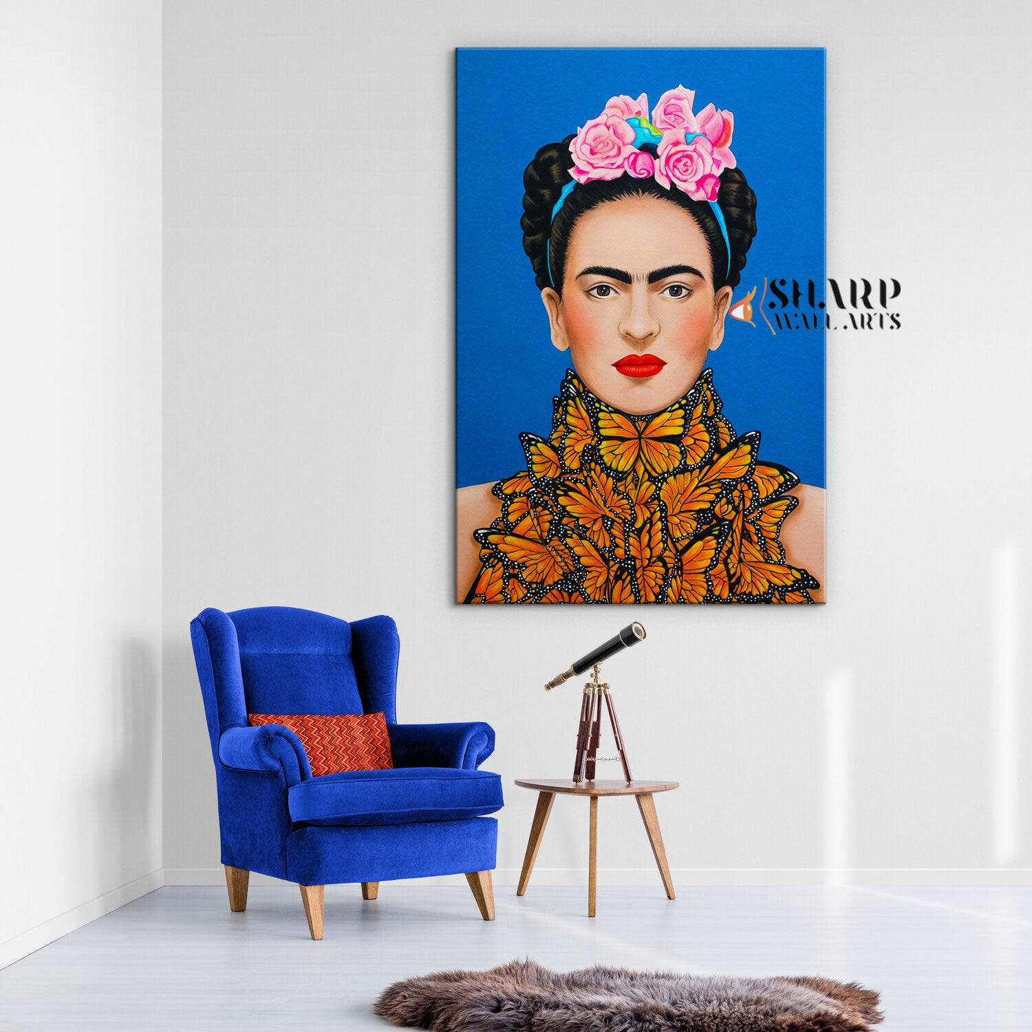 Frida Kahlo Butterfly Canvas Wall Art