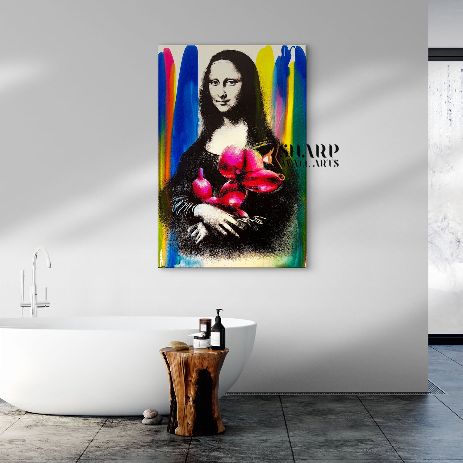 Mona Lisa With Balloon Dog Canvas Wall Art