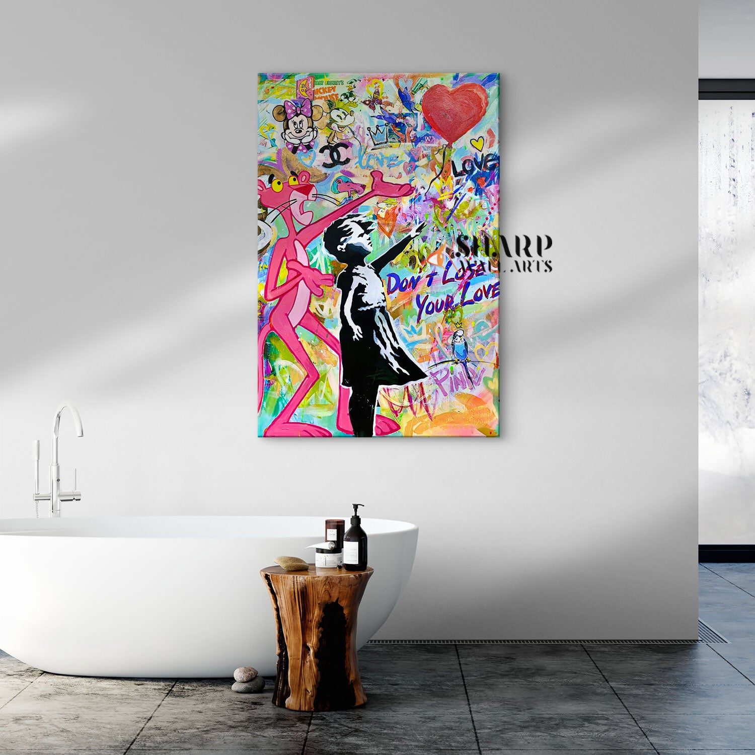 Banksy Balloon Girl and Panther Canvas Wall Art