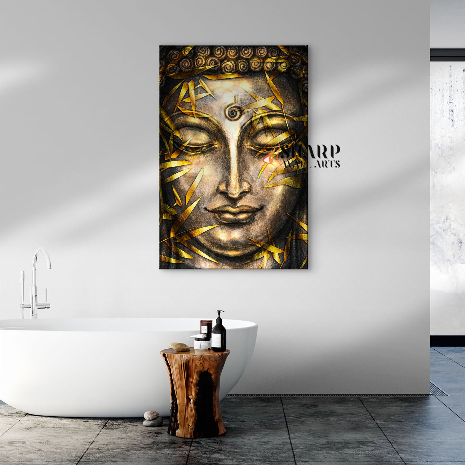 Buddha Floral Gold Canvas Wall Art