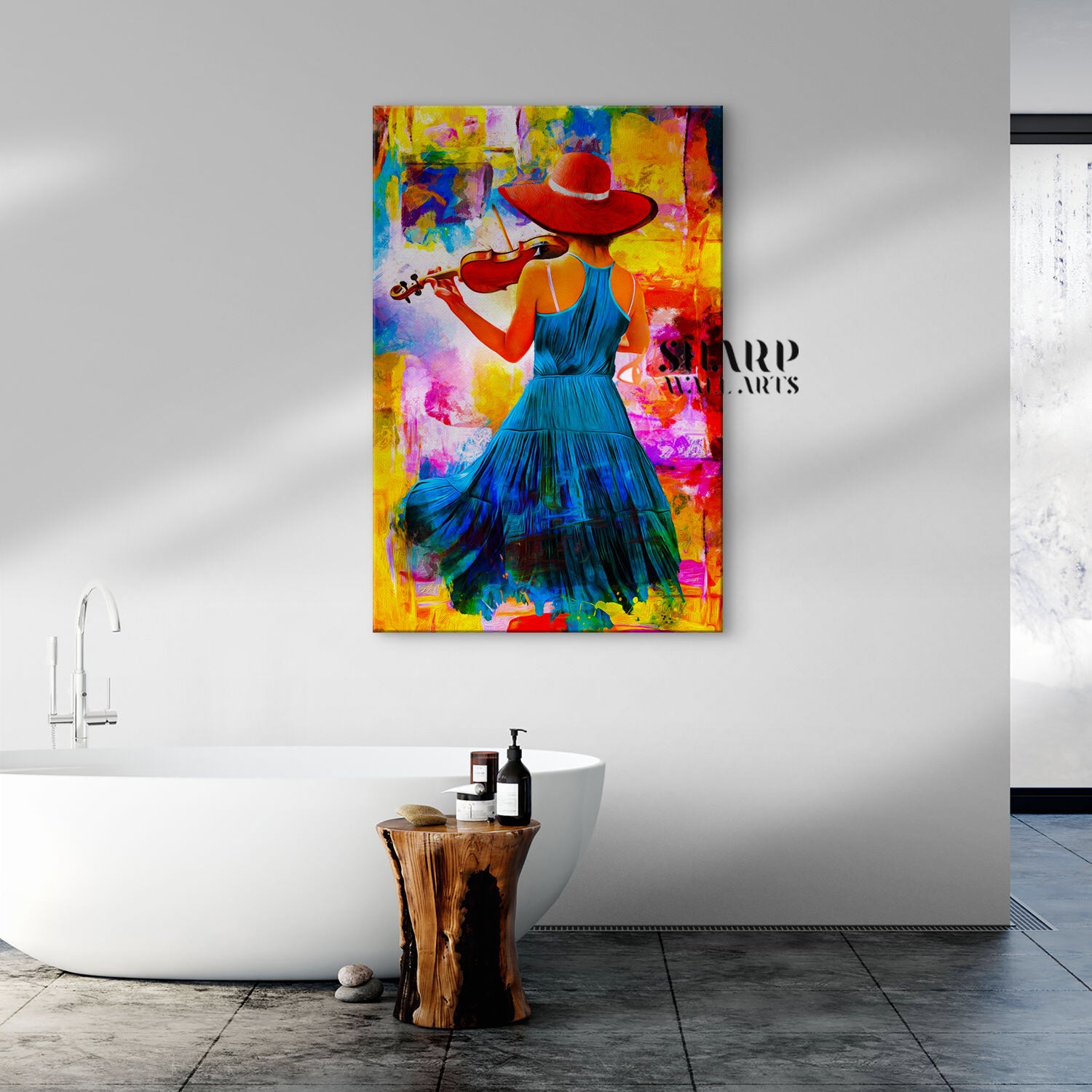 Girl With Violin Canvas Wall Art