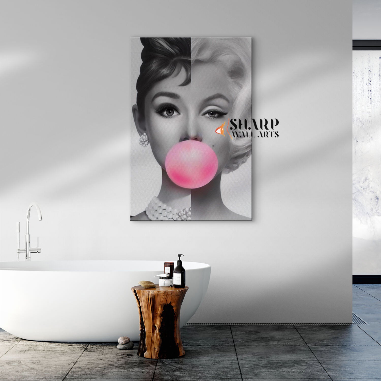 Marilyn Monroe And Audrey Hepburn Bubble Gum Canvas Wall Art