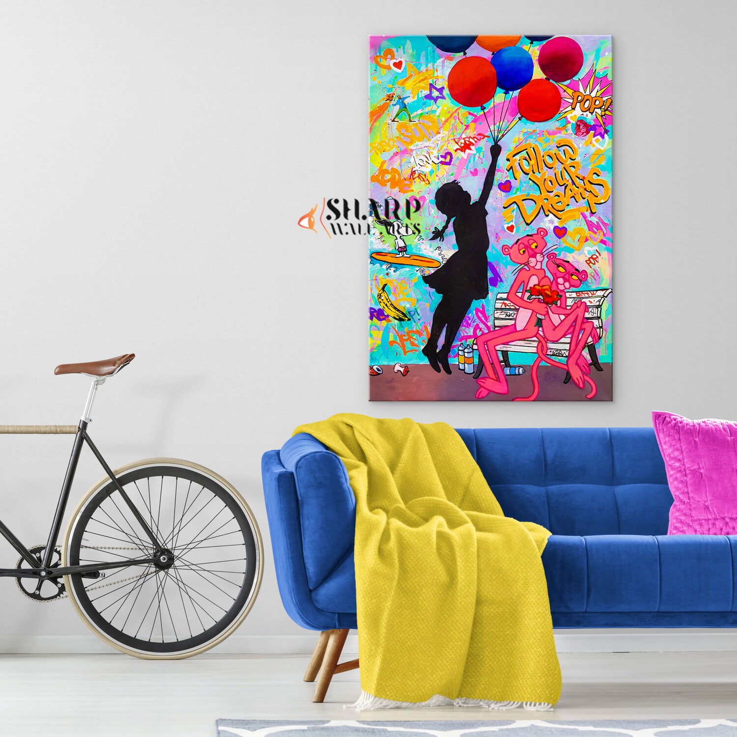 Banksy Girl With Balloons Follow Your Dreams Canvas Wall Art