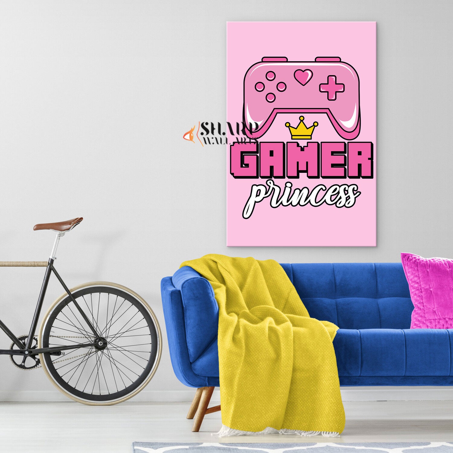 Video Game Controller Pink Canvas Wall Art