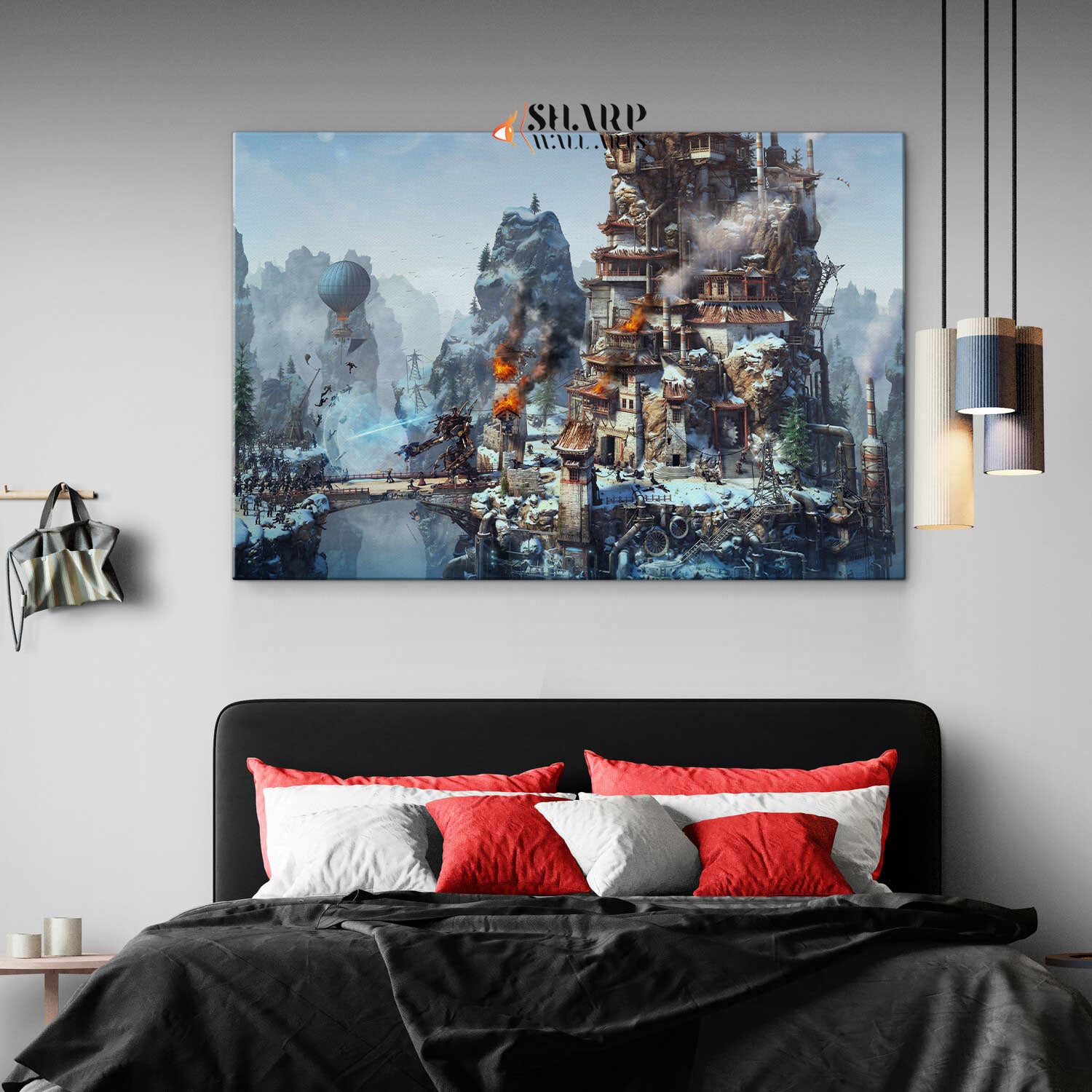 Steampunk City Fantasy Art Canvas