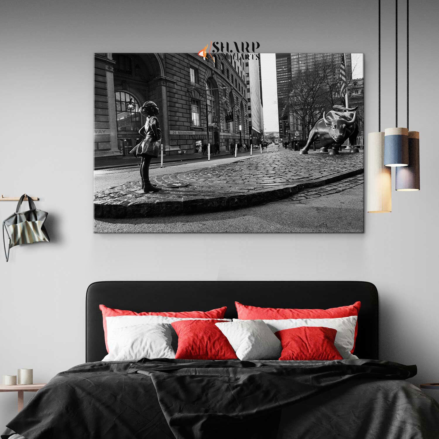 Charging Bull And Fearless Girl Canvas Wall Art