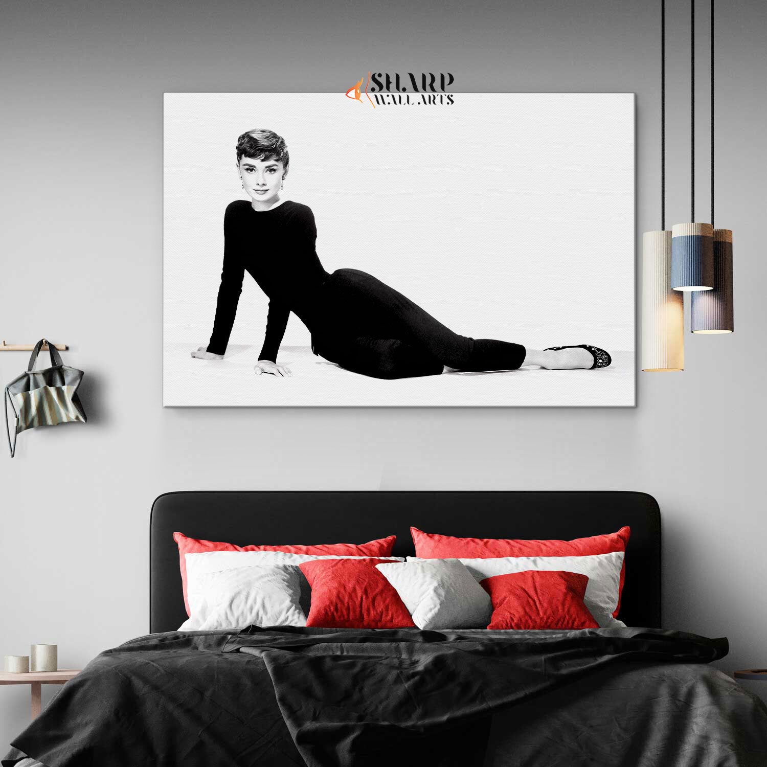 Audrey Hepburn In Black Dress Wall Art Canvas