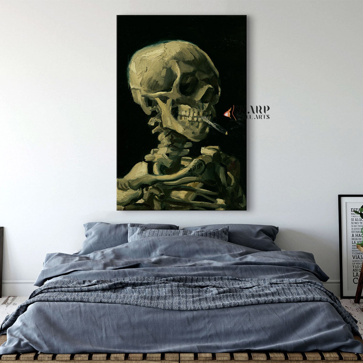 Vincent van Gogh Skull Of A Skeleton With Burning Cigarette Canvas Wall Art