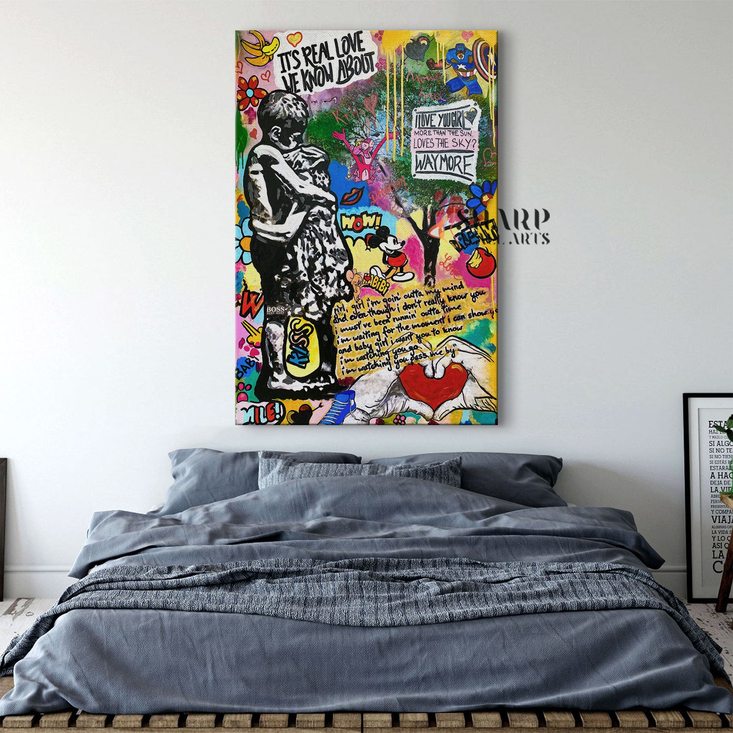 Banksy Inspired It's Real Love Canvas Wall Art