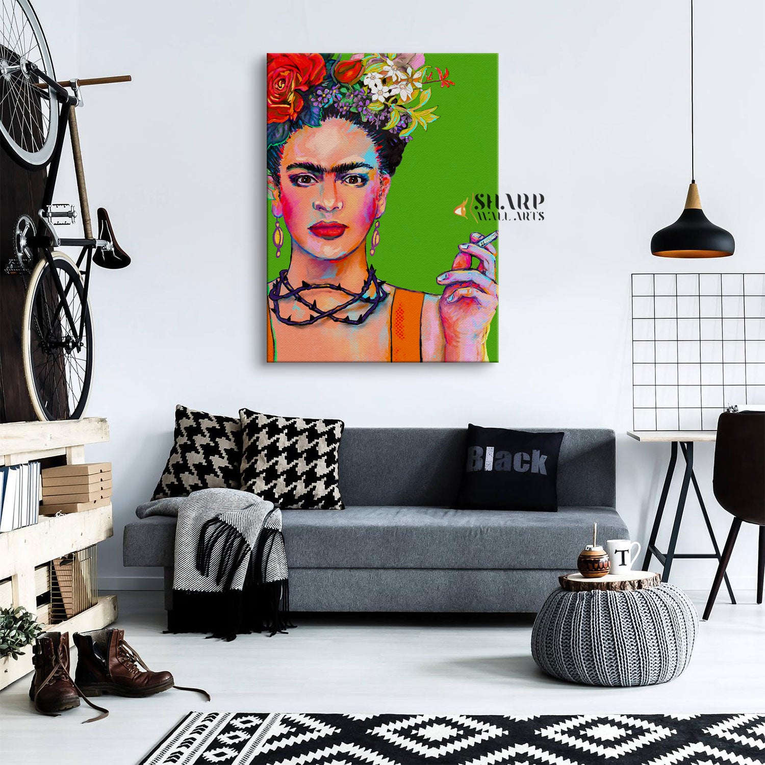 Frida Kahlo Smoking Canvas Wall Art