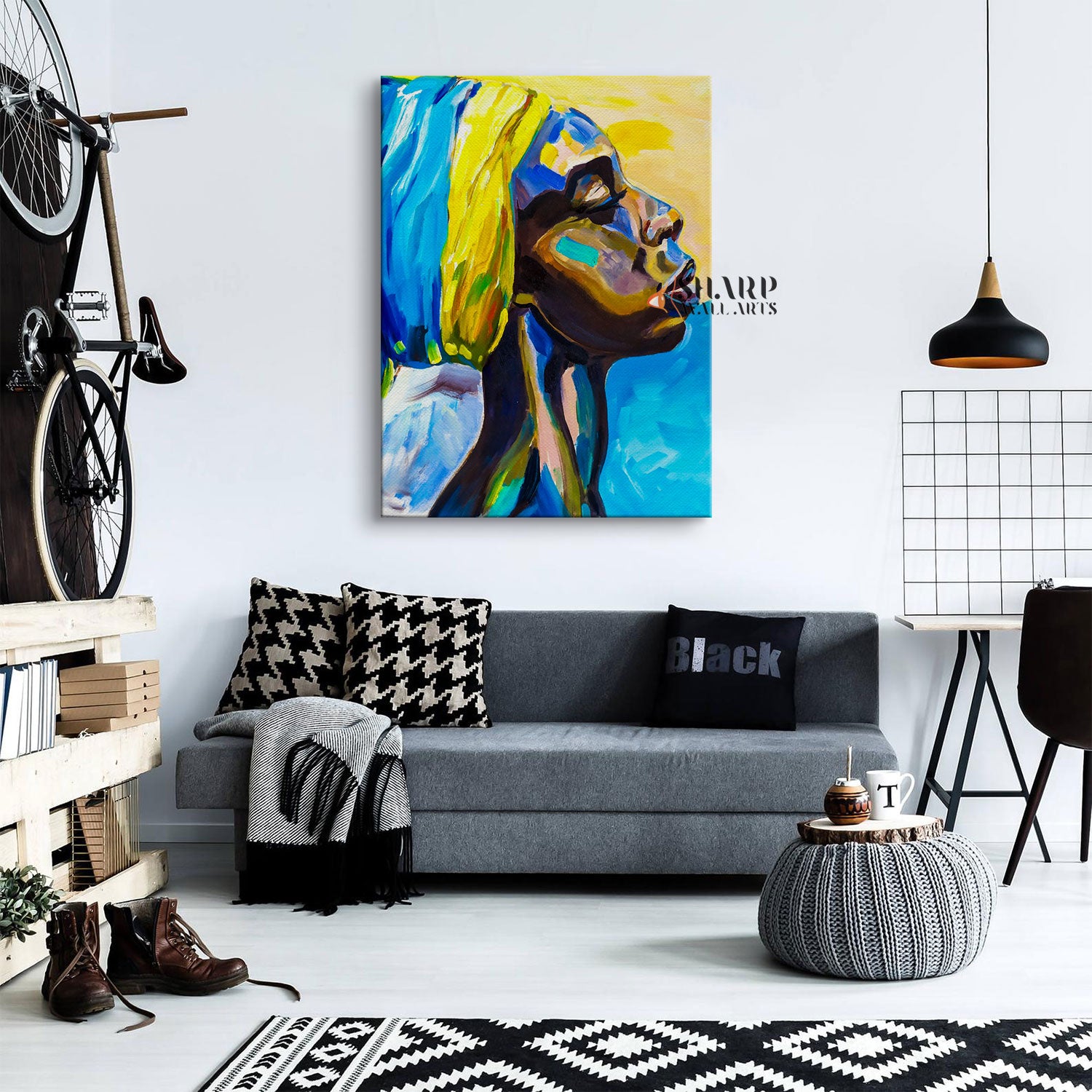 Colorful African Woman Portrait Canvas Wall Art