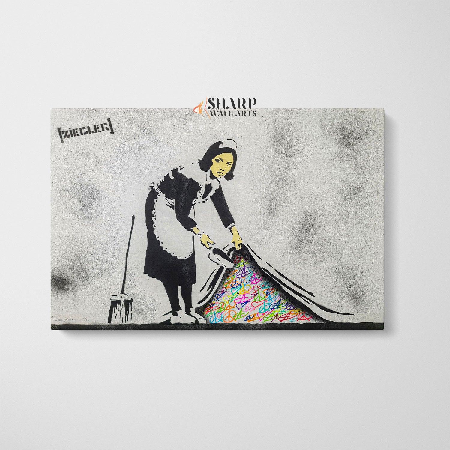 Banksy Sweep It Under Canvas Wall Art - SharpWallArts